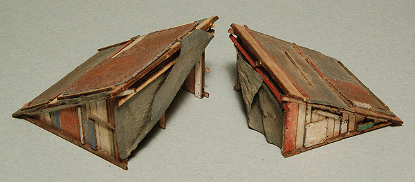 Hobo Lean-To Set - Kit (Laser-Cut Wood) -- One Each: 1-1/4 x 1-3/8 x 13/16" & 1-1/16 x 1-1/8 x 11/16"