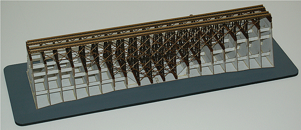 Double-Track Wood Trestle w/Support Structure - Kit (Laser-Cut Wood & Card) -- 14-5/8 x 3-3/4 x 3" 37.1 x 9.5 x 7.6cm
