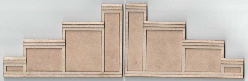 Concrete Tunnel Abutment Wing Wall Set - Laser-Cut Wood Kit -- 4-7/16 x 2-3/4 x 3/16" 1 Each Left and Right