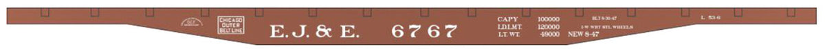 Railroad Decal Set -- Elgin, Joliet & Eastern 53'6" Flatcar