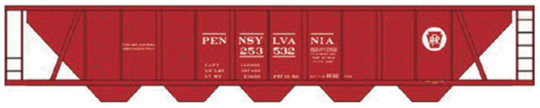 Railroad Decal Set -- Pennsylvania Railroad H32 Covered Hopper (Tuscan Car w/Circle Keystone)