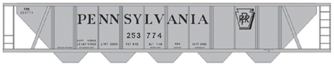 Railroad Decal Set -- Pennsylvania Railroad H32 Covered Hopper (gray Car w/Shadow Keystone)