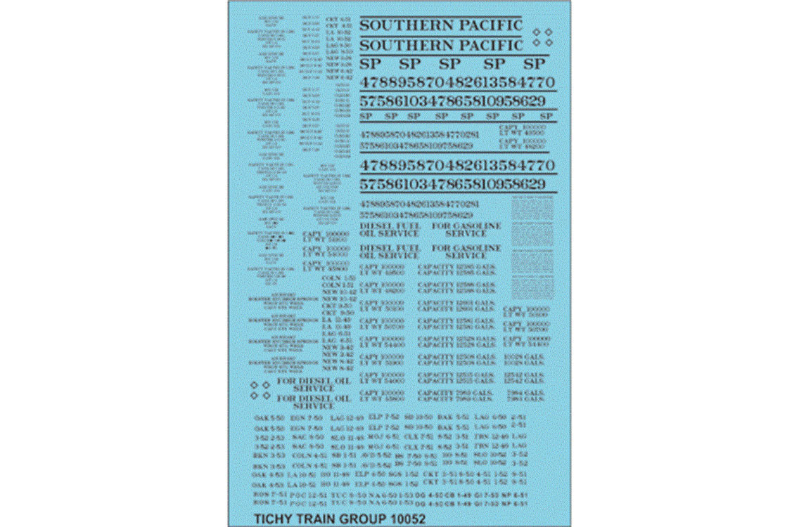 Railroad Decal Set -- Southern Pacific MOW Tank Cars (black lettering)