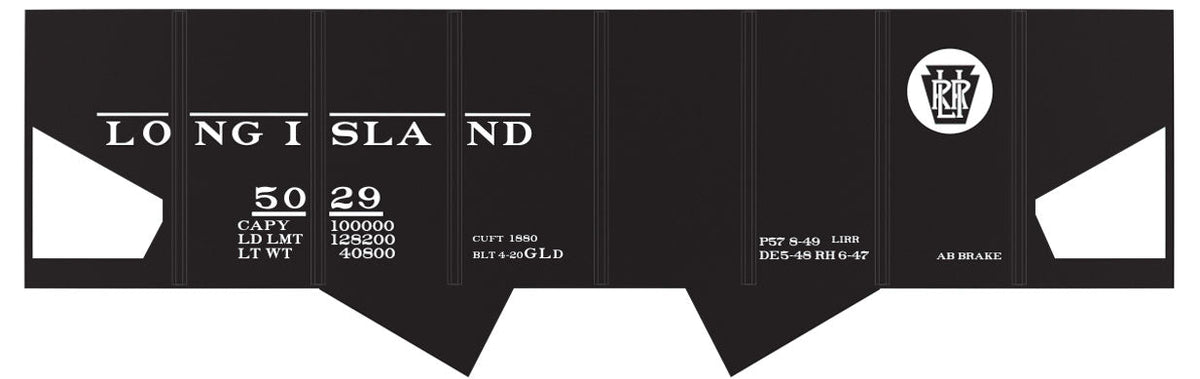 Railroad Decal Set -- Long Island Rail Road USRA 2-Bay Open Hopper (black Car w/Circle Logo)
