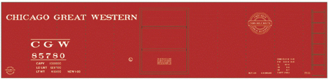 Railroad Decal Set -- Chicago Great Western 40' Single-Door Boxcar (Corn Belt Logo)