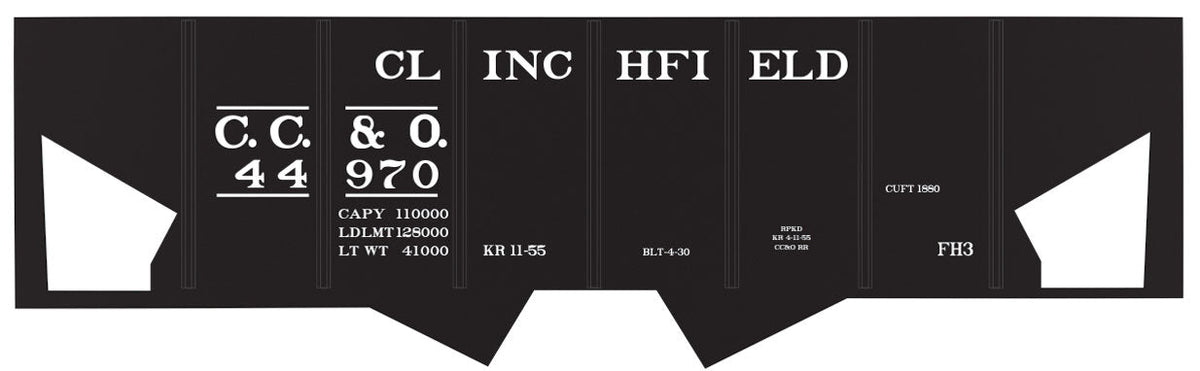 Railroad Decal Set -- Clinchfield USRA 2-Bay Hopper