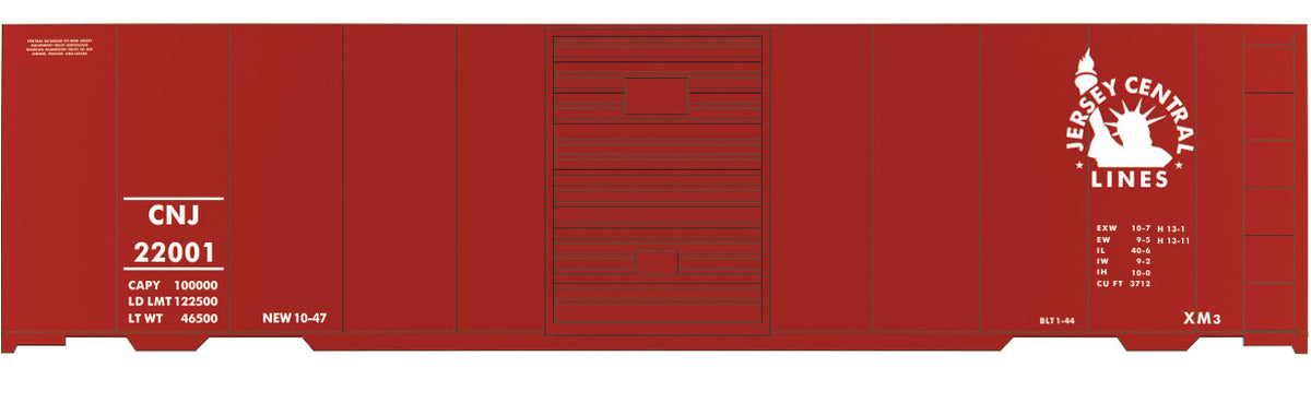 Railroad Decal Set -- Central Railroad of New Jersey 40' Door Steel Boxcar (1953)
