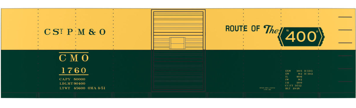Railroad Decal Set -- Chicago & North Western 40' Double-Door Boxcar (Green & Yellow Car, 400 Slog