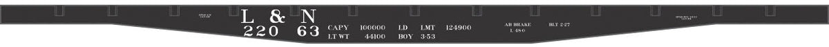 Railroad Decal Set -- Louisville & Nashville 45' Steel Flatcar (black)