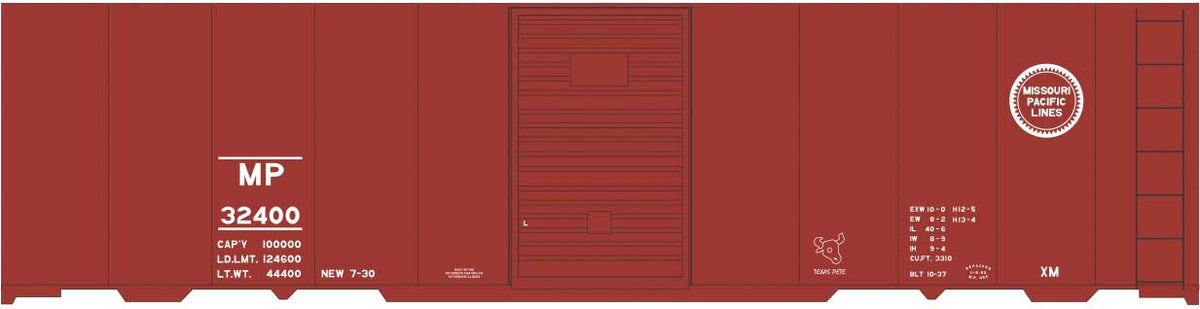 Railroad Decal Set -- Missouri Pacific 40' Steel Boxcar (Boxcar Red Car)