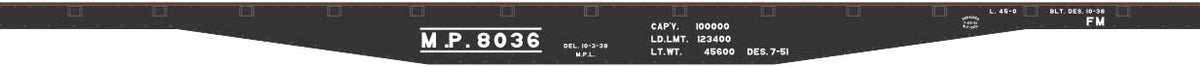 Railroad Decal Set -- Missouri Pacific 45' Steel Flatcar (black car)