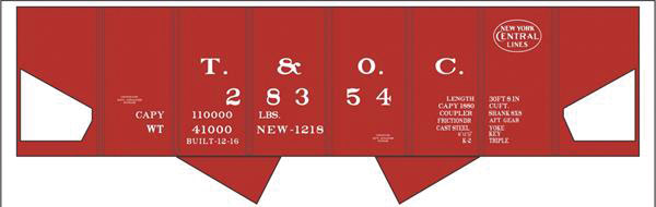 Railroad Decal Set -- Toledo and Ohio Central NYC USRA 2-Bay Hopper (Boxcar Red Car)