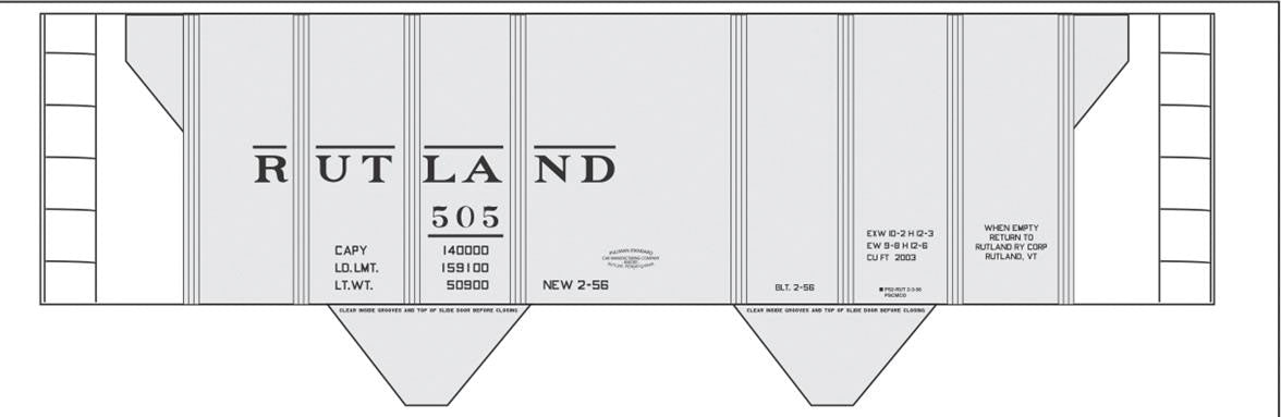 Railroad Decal Set -- Rutland 2-Bay Covered Hopper (gray car)