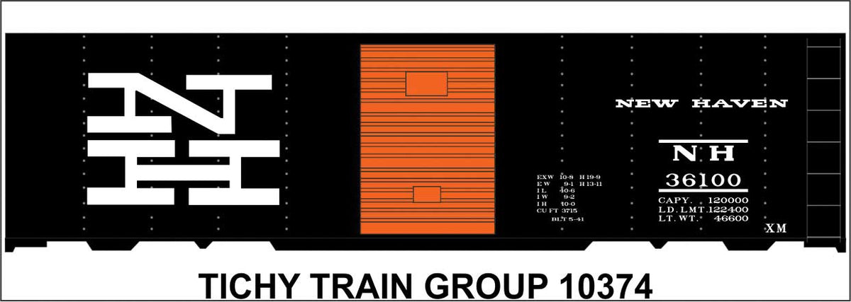 Railroad Decal Set -- New Haven 40' Boxcar (McGinnis, black car, vermillion door)