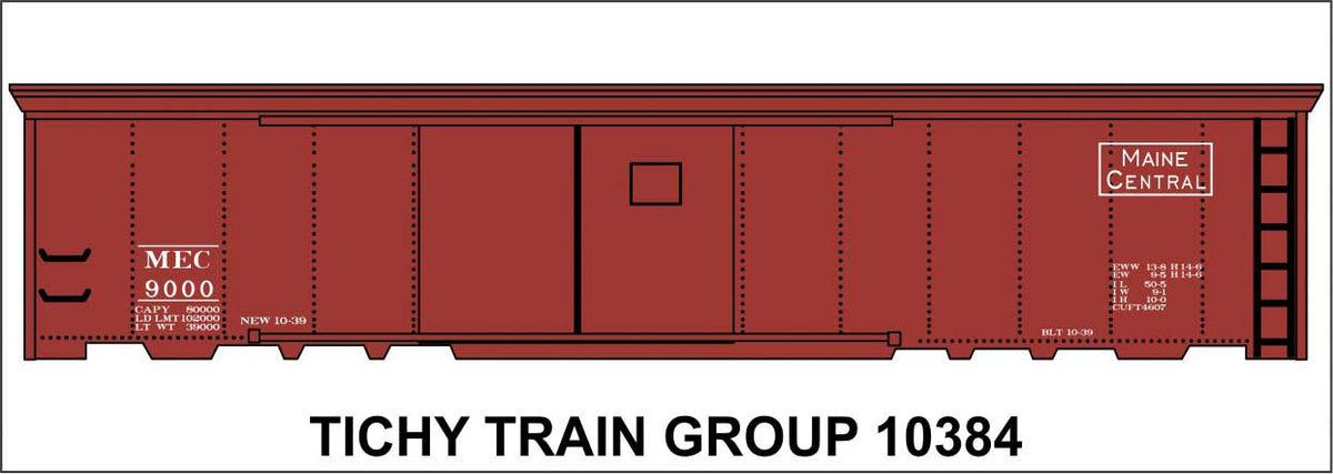 Railroad Decal Set -- Maine Central 50' Steel Boxcar (Boxcar Red Car, Rectangle Logo)