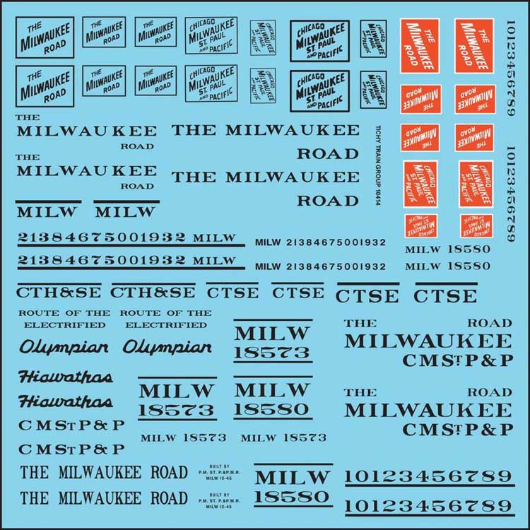 Railroad Decal Set -- Milwaukee Road Roadname Set (black)