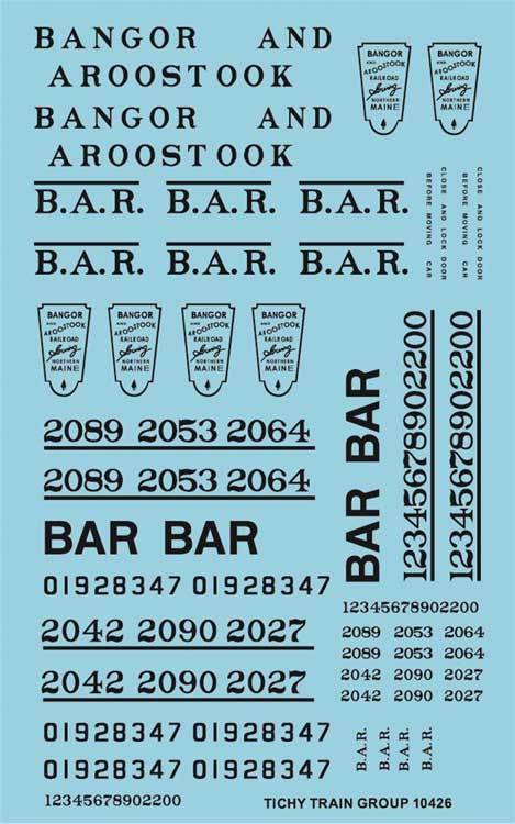 Railroad Decal Set -- Bangor & Aroostook Roadname Set (black)