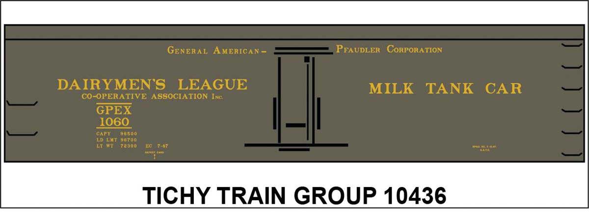 Railroad Decal Set -- Dairymen's League GPEX Milk Tank Car