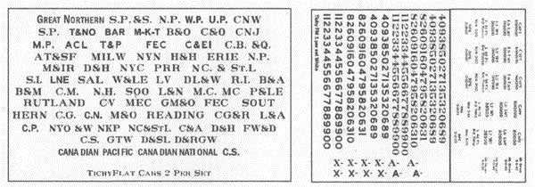 Railroad Decal Set -- For 40' 50-Ton AC&F and ACL Flatcars (#293-4021 & 4040) (white) 4 Sets
