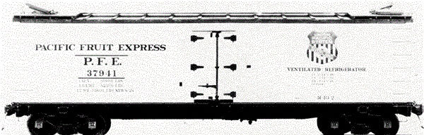 Railroad Decal Set 6-Pack -- Pacific Fruit Express R40-2 Reefer
