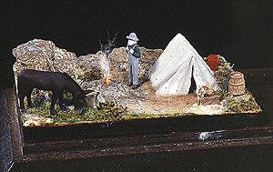Miniature Scene -- Prospector's Camp w/Working Fire