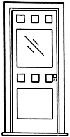 Door -- Working w/Square Window, Hinges & Knob