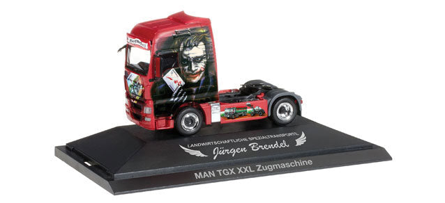 MAN TGX XXL Tractor Only - Assembled -- Brendel/Joker (black, white, red, German Lettering)
