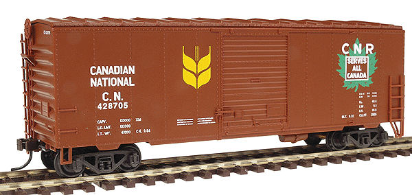 40' NSC Rebuilt Boxcar w/No Roofwalk & Short Ladders -- Canadian National Railway "Serves All Canada" - Straight Lettering