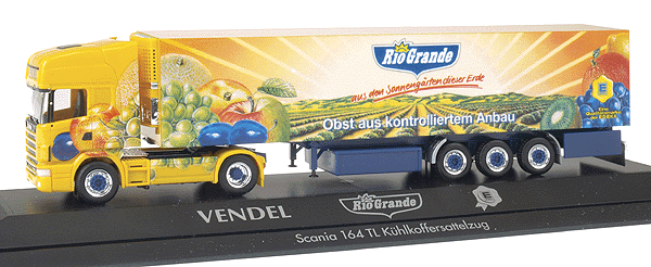 Private Collection - European Trucks - Scania TL HD 2-Axle Cabover -- w/3-Axle Euro Box Reefer Trailer - Vendel Rio Grande (yellow, special art)