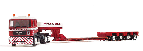 European Trucks - Tractor-Trailer - MAN F2000 3-Axle Cabover -- w/4-Axle Lowboy Flatebd - Max Goll (red, white)