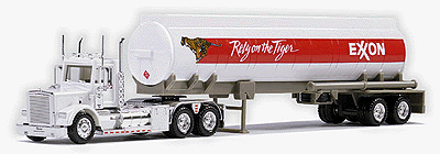 American Trucks - Tractor-Trailer - Freightliner 3-Axle Conventional -- w/2-Axle Tank Trailer Exxon (Rely on the Tiger; white, red)