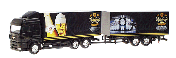 European Trucks - Box Van w/2-Axle Trailer - MAN TG-A XL 2-Axle Cabover -- Beverage Box Tandem Axle Trailer "Radeberger"