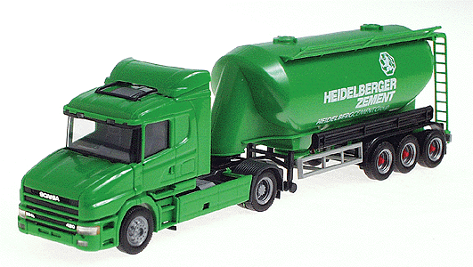 European Trucks - Tractor/Trailer - Scania 2-Axle Cabover w/Sleeper -- w/3-Axle Bulk Pneumatic Trailer "Heidelberger Zement" (green, white)