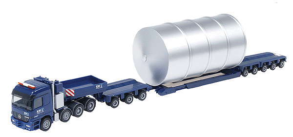 European Trucks - Tractor/Trailer - Mercedes Actros SLT 4-Axle Heavy Tractor -- w/8-Axle Lowboy Flatbed & Tank Load - Kuehne & Nagel
