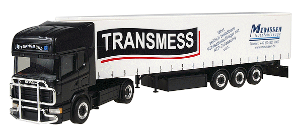 European Trucks - Tractor-Trailer - Scania TL HD 2-Axle Cabover -- w/3-Axle Canvas Side Reefer Trailer - Transmess (black, white, blue, red)