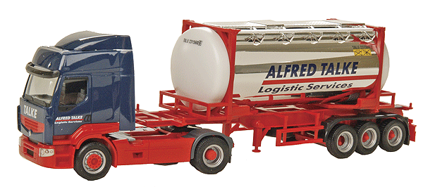 European Trucks - Tractor-Trailer - Renault R TL 2-Axle Cabover -- w/3-Axle Chassis & Chrome-Plated Tank Container - Talke