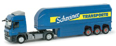 Mercedes-Benz Actros L Tractor w/Glass Transport Trailer -- Schreiner (German Lettering, blue, yellow)