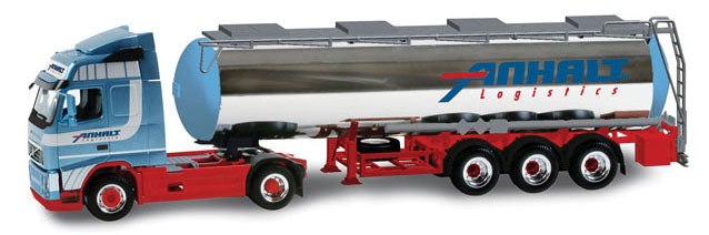 Semis - Volvo FH GL 2-Axle Cabover w/Sleeper & 3-Axle Chrome Chemical Tank -- Anhalt