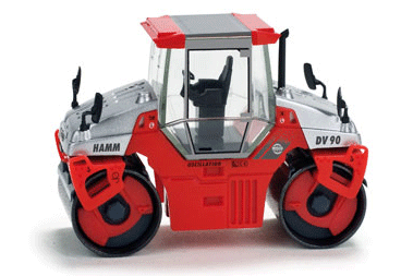 Construction Hamm Street Roller DV 90 -- Red, Silver