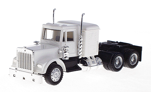 American Trucks - Tractor Only - Kenworth W-900 3-Axle Conventional -- Long Chassis - Updated w/Flat Top Sleeper (white, unpainted)