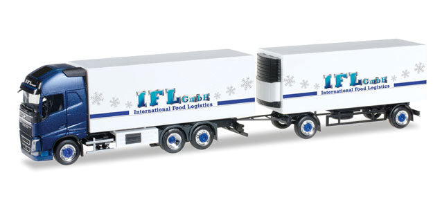 Volvo FH 16 GL Reefer Truck w/Trailer - Assembled -- Ifl Cologne (white, blue, German Lettering)
