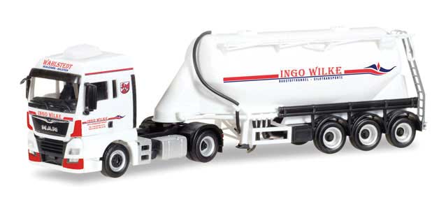 MAN TGX Tractor, Silo Bulk Trailer - Assembled -- Ingo Wilke (white, red, German Lettering)