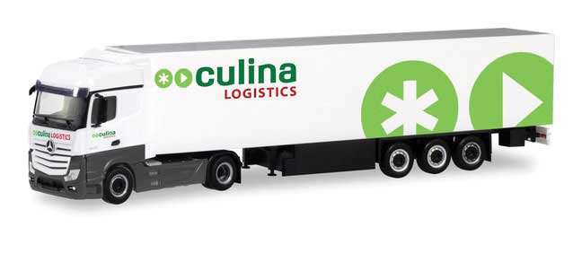 Mercedes-Benz Actros Tractor with Dry Van Trailer - Assembled -- Culina Logistics (white, green, German Lettering)