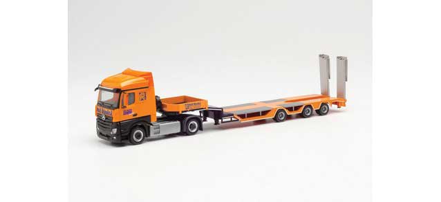 Mercedes-Benz Actros Tractor with Goldhofer Lowboy Trailer - Assembled -- Rolf Riedel (orange, black, German Lettering)