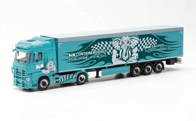 Mercedes-Benz Actros Tractor w/Walking Floor Trailer - Assembled -- Nordhein/Westfalen (teal, gray, German Lettering)