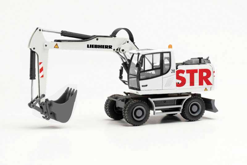 Liebherr A 920 Wheeled Excavator - Assembled -- Strabag (white, red, gray, German Lettering)