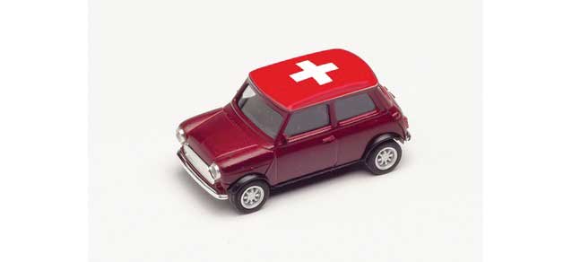 Mini Cooper - Assembled -- 2021 Euro Championship Switzerland (maroon, red, white)