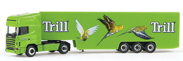 European Trucks - Tractor-Trailer - Scania TL HD 2-Axle Cabover -- w/3-Axle Euro Box Trailer - Trill w/Parakeet Art (green)