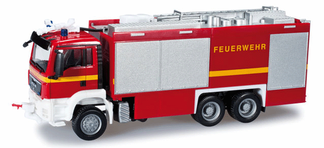 Emergency MAN TGS M Empl Fire Truck - Assembled -- Fire Department (red, yellow, silver, German Lettering)