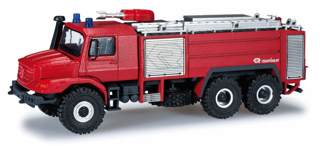 Emergency Mercedes-Benz Zetros Fire Truck - Assembled -- Rosenbauer, Germany Fire Department (red, silver, German Lettering)